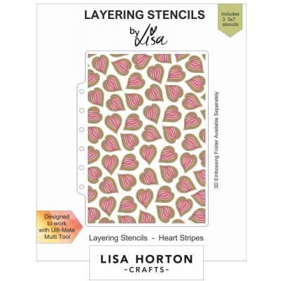 Lisa Horton Crafts Layering Stencils - Heart Stripes